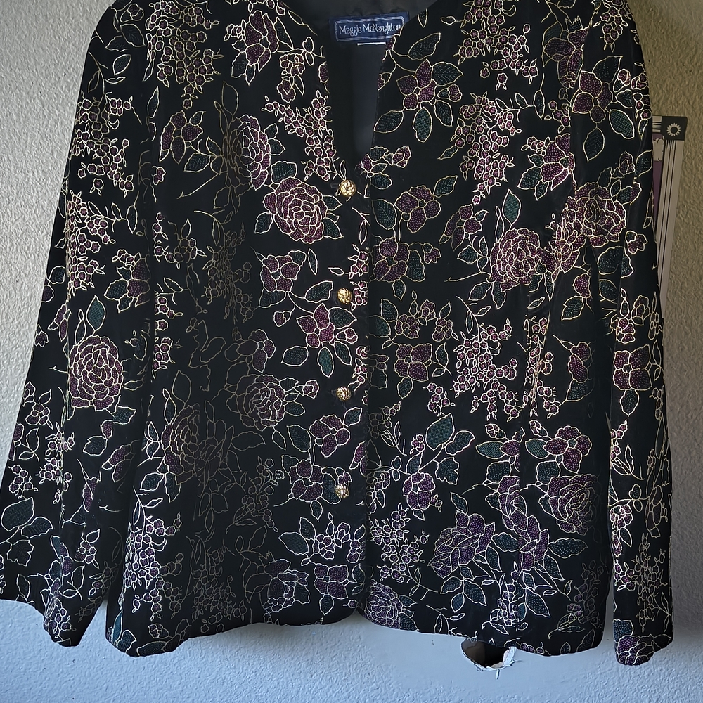 Maggie McClintock Black Floral Blazer